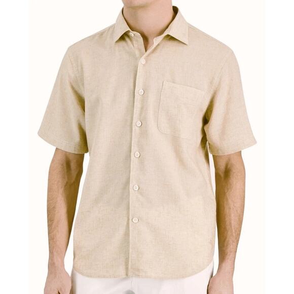 XXL Mens Tommy Bahama Khaki Sand Lightweight Breezy Partial Linen Shirt 54